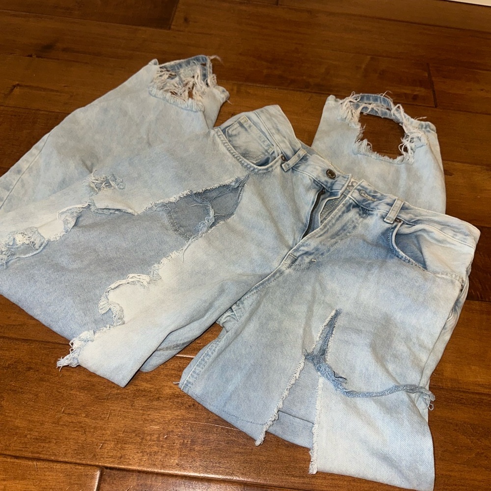 We The Free Light Blue Ripped Boyfriend Jeans